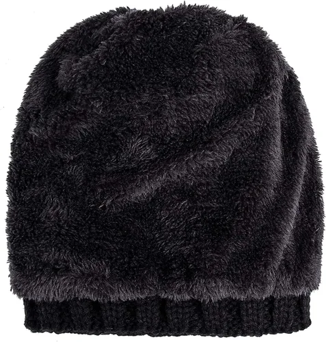 Miniatura 4 de PAGE ONE Womens Winter Thick Cable Knit Beanie Faux Fur Pom Hat Fleece Lined Skull Cap