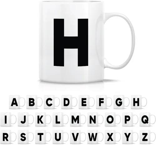 Miniatura 10 de Retreez Taza con monograma con monograma del alfabeto de la A a la Z con inicial, tazas de café de cerámica de 11 onzas – Agradecimiento