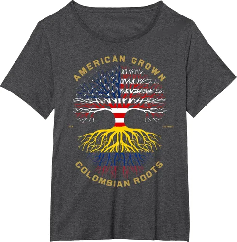 Miniatura 22 de Camiseta de regalo con la bandera de Estados Unidos con árbol de raíces colombianas