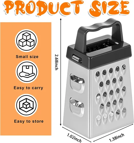 Miniatura 2 de ElevateTech Mini rallador de queso, 3 unidades, rallador de caja de acero inoxidable con asa, ralladores profesionales para rebanar quesos de Blanco