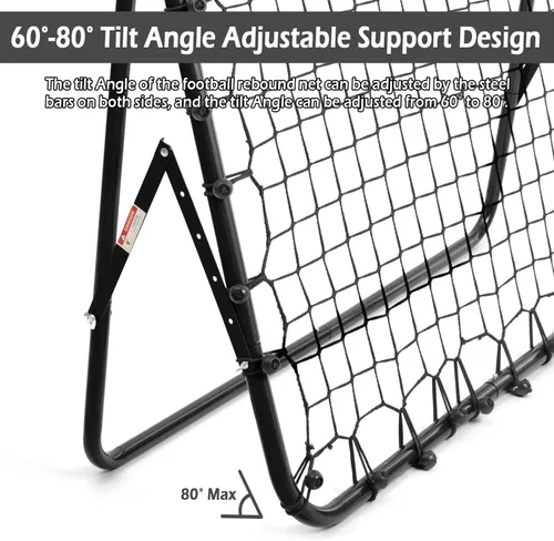 Miniatura 8 de Red de rebote ajustable para fútbol Entrenador de fútbol con marco de acero Red de rebote plegable portátil para práctica de pases y tiros