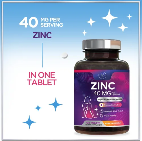 Miniatura 3 de Suplementos de zinc de 40 mg – Apoyo inmunológico de alta potencia y suplemento antioxidante – El mejor suplemento de zinc para la salud de la piel