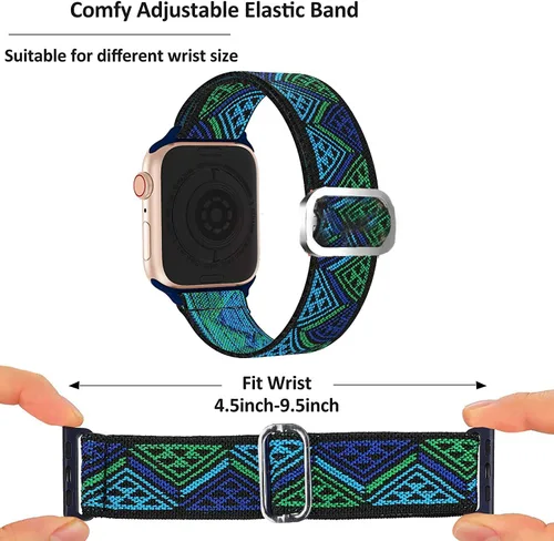 Miniatura 5 de Lamshaw Compatible con TOZO S7 Smart Watch, correa de repuesto ajustable de nailon elástico elástico compatible con TOZO S7, S6, S5, S3 Smart Watch
