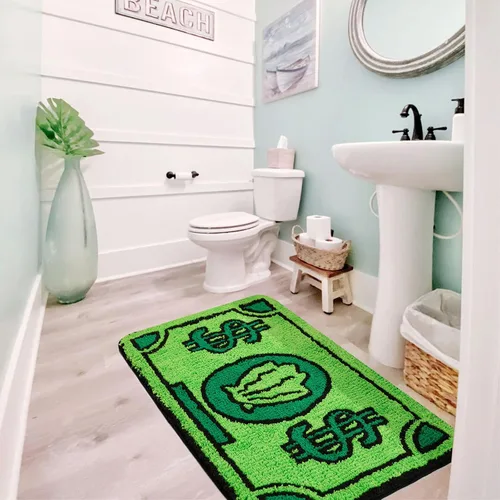 Miniatura 2 de RoomTalks Linda alfombra de dinero de 3 x 5 pulgadas, divertida, pequeña, para dormitorio de niñas, niños, baño, cocina, dormitorio, antideslizante