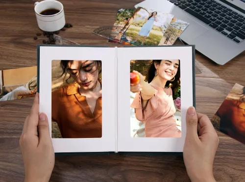 Miniatura 4 de Álbum de fotos pequeño de 4 x 6 con capacidad para 24 unidades, ideal para álbumes de fotos o fotos temáticas (negro/interior blanco)