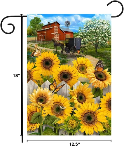 Miniatura 4 de Briarwood Lane Bandera de jardín de verano con girasoles campestres, diseño floral de granero, 12.5 x 18 pulgadas Girasoles de campo