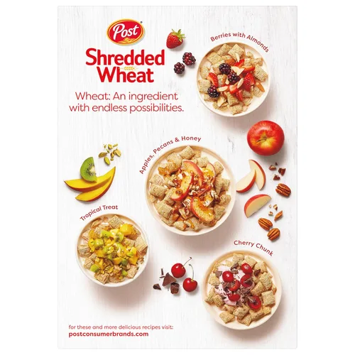 Miniatura 5 de Post Trigo triturado original, grano entero, sin OMG, cereal de desayuno saludable para el corazón, caja de 16.4 onzas (paquete de 6)