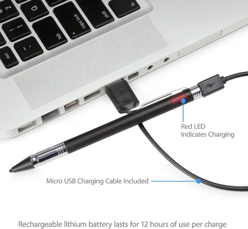 Miniatura 3 de BoxWave AccuPoint SE Active Stylus - AccuPoint SE Active Stylus - Jet Black, lápiz óptico para teléfonos inteligentes y tabletas