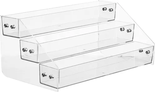 Estante de especias acrílico, estante de especias escalonado, organizador de condimentos para encimera, gabinete, despensa, almacenamiento de