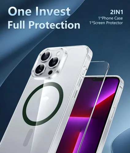 Miniatura 694 de FNTCASE Funda para iPhone 13 Pro-Max: Fundas magnéticas transparentes compatibles con Magsafe Slim anti amarillamiento protección contra caídas