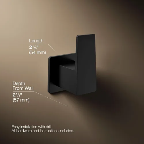 Miniatura 4 de Kohler 26636-BL Honesty® - Gancho para bata, color negro mate