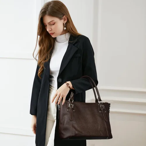 Miniatura 2 de HESHE - Carteras y bolsos de cuero genuino para mujer, bolso de mano, bolso de hombro, bolso de asa superior, bolso cruzado, bolso tipo morral