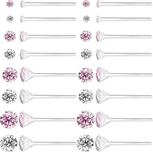 Miniatura 11 de Aretes de plástico antialérgicos para orejas sensibles, respaldos de silicona suave, kit de aretes de tuerca de circonita cúbica, 2mm, 3mm, 4mm, 5mm
