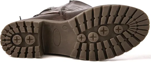 Miniatura 7 de GLOBALWIN Botas altas de motocicleta con tiras para mujer, botas de equitación de pantorrilla ancha con cordones en la parte trasera para otoño e