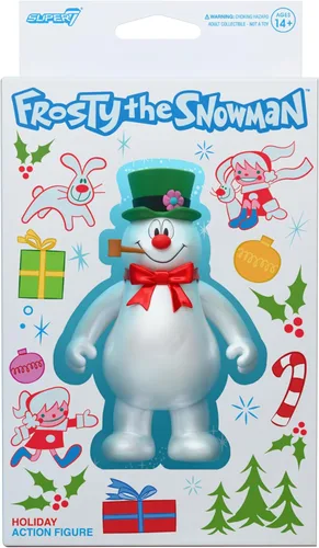 Super7 Figura de Reacción Frosty The Snowman (Inspirada en Caja de Dulces) - Figura de Acción de Frosty The Snowman de 3.75 Pulgadas con Accesorio -