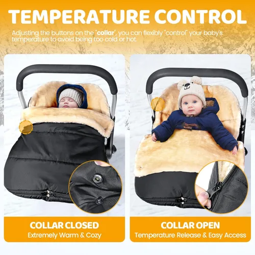 Miniatura 3 de Orzbow Funda de asiento de coche de invierno de piel sintética de oveja para bebés, bolsa frazada impermeable para asientos de coche y cochecitos