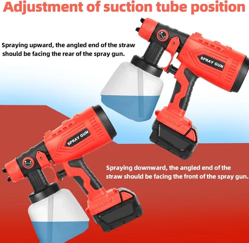 Miniatura 8 de Pulverizador de Pintura Inalámbrico Compatible con Batería Milwaukee M18, Pistola de Pintura en Aerosol HVLP con 4 Boquillas de Cobre, Motor de Alta