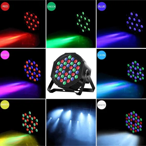 Miniatura 5 de MOSFiATA Paquete de 4 luces Par, RGB 36 luces LED de escenario activadas por sonido, control DMX, 7 modos de iluminación vertical con control