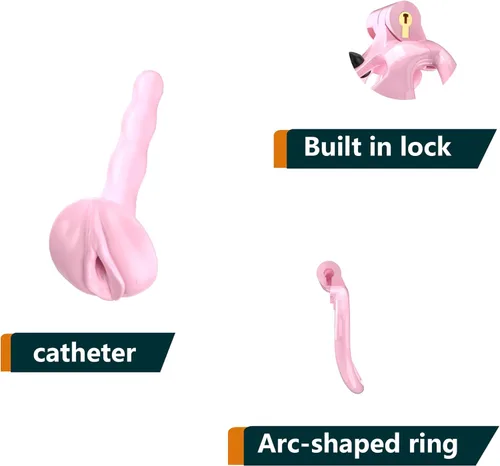 Miniatura 5 de Jaula de castidad masculina, jaula ligera, dispositivos de castidad de resina, juguete sexual para adultos para hombres, llave de bloqueo, anillos