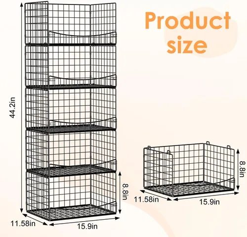 Miniatura 3 de Hongtamoya Organizadores de armario apilables de 5 niveles y estantes de almacenamiento, contenedores para armario de ropa, cocina, oficina, baño