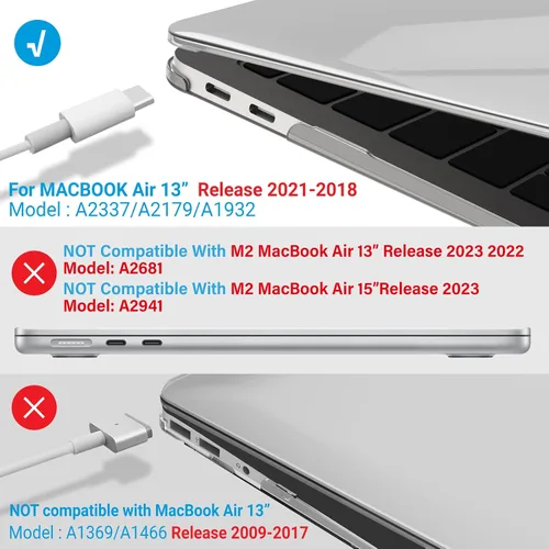 Miniatura 4 de IBENZER Carcasa rígida para MacBook Air de 13 pulgadas, 2020, 2019, 2018, nueva versión A2179, A1932, carcasa rígida para Apple Mac Air 13 Retina