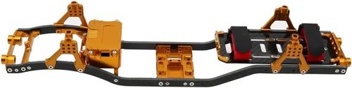 Miniatura 2 de 1/10 RC Crawler Viga de fibra de carbono de 0.157 in CNC de metal chasis de coche Kit de cuerpo piezas para Axial SCX10 II Rock Off Road Truck Dorado
