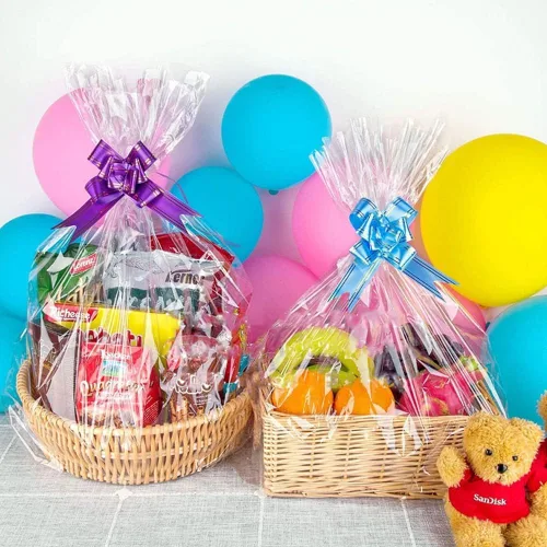 Miniatura 8 de 50 paquetes de bolsas de celofán extra grandes de 32 x 40 pulgadas para cesta, envolturas de celofán transparente enormes para canastas, regalos