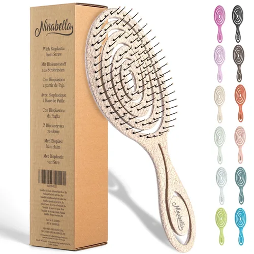 Ninabella Cepillo desenredante para cabello para mujeres y hombres, no tira, cepillos alisadores para cabello liso y rizado, cepillo único en Crema