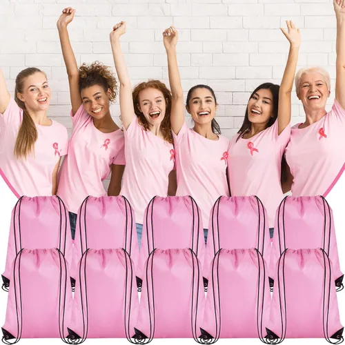Miniatura 6 de 100 bolsas de mochila con cordón a granel, bolsas de cuerda para gimnasio, escuela, viajes, regalos de bricolaje, Rosa claro