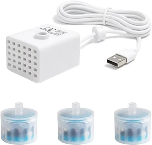 Miniatura 10 de Fuente de agua de cerámica para gatos, fuente automática para beber mascotas de 1 litro/32 onzas, bomba silenciosa alimentada por USB, triple Verde