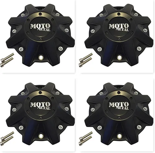 Paquete de 4 tapas centrales de rueda Moto Metal 970 479L214 BP-479-MOTO color negro satinado HT 005-019