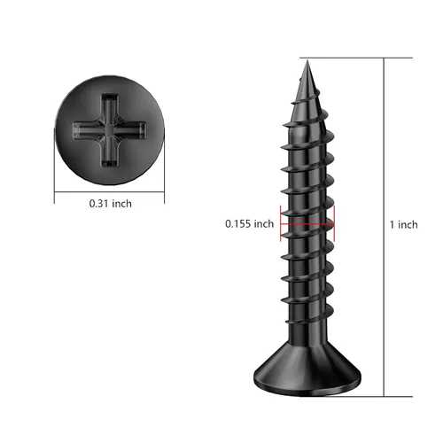 Miniatura 2 de Wensilon (300 piezas) #8x1 Tornillo de madera negro rápido metal autorroscante cabeza plana