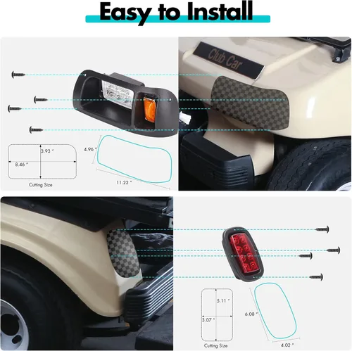 Miniatura 5 de 10L0L Kit de faros delanteros y traseros para carrito de golf para Club Car DS 1993 Up Gas & Electric, kit de luz legal de calle con arnés