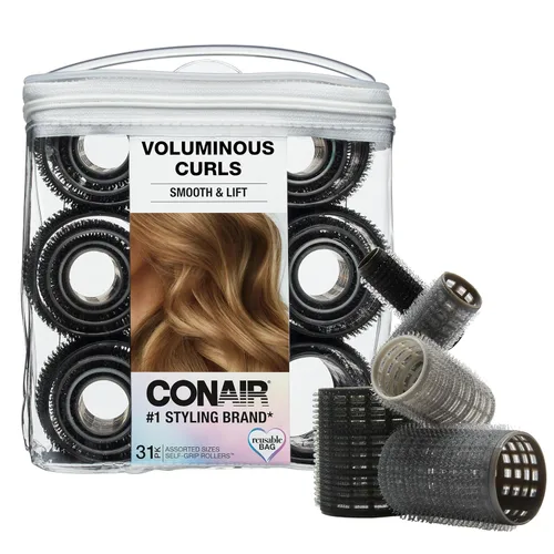Miniatura 10 de Conair Rulos para el cabello de varios tamaños y colores, con autoajuste, 31 piezas con bolsa de almacenamiento (paquete de 1)