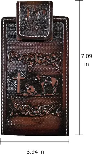 Miniatura 7 de Western autentic Tooled Leather Mexican Cell Phone Case for Belt. Men and Horse Pray Design. con cierre magnético. Tamaño universal (marrón)