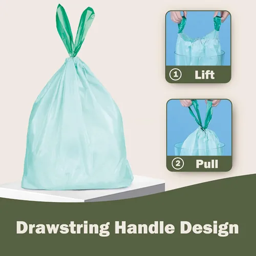 Miniatura 4 de Bolsas de basura compostables con asa compostable de 4 galones con cordón extra grueso de 0.78 mils, bolsas de desechos de compost de comida con US