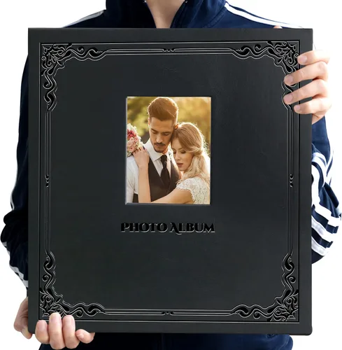 Álbum de Fotos Zoview Art Puede Contener Fotos de 3X5 4X6 5X7 6X8 8X10, Álbumes de Recortes DIY Magnéticos Autoadhesivos (Negro, Grande)