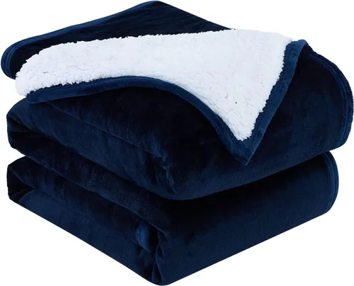 Miniatura 5 de Southshore Fine Living, Inc. Manta de forro polar Sherpa azul, acogedora manta de forro polar para sofá o cama, mantas y mantas de viaje