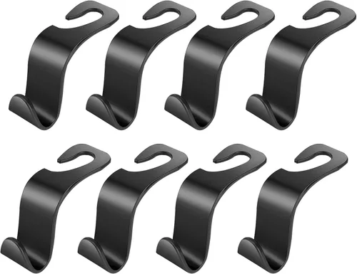Miniatura 10 de Gancho para reposacabezas de asiento de automóvil, paquete de 4 ganchos para mochila de vehículos, organizador para bolsos, bolsos, ropa, gancho
