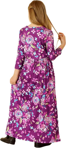 Miniatura 35 de 21KIDS Vestido largo floral de manga larga 3/4 con bolsillos para niñas de 6 a 12 años