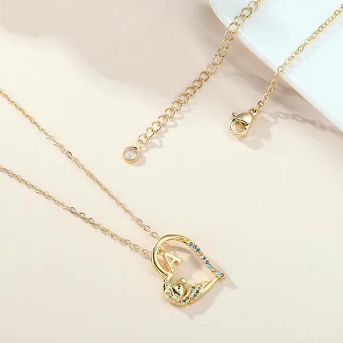 Miniatura 10 de Anoup Collar con inicial de unicornio, chapado en oro de 14 quilates, hipoalergénico con circonita cúbica, colgante de diamante simulado, joyería