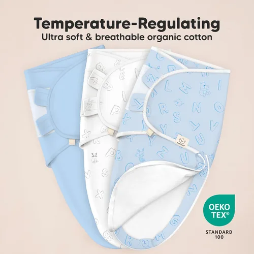 Miniatura 5 de Saco de dormir para bebé con cremallera - Paquete de 3 mantas envolventes para recién nacidos de 0 a 3 meses, bebé, niña, niño, saco de dormir suave