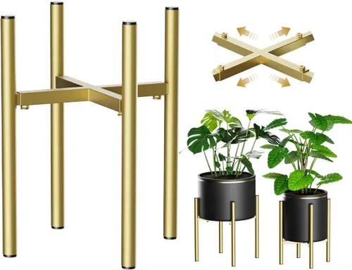 Miniatura 6 de Soporte para plantas, soporte para plantas de interior ajustable para macetas de 8 a 12 pulgadas, soportes de metal para plantas de interior, Negro