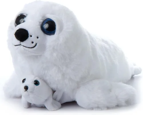 The Petting Zoo Peluche de sello de arpa para mamá y bebé, regalos para niños, animales del océano Pocketz, juguete de peluche de sello de arpa de