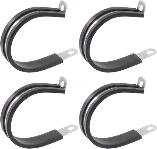 Keadic 20 abrazaderas aisladas acolchadas de goma de 2 pulgadas (1.969 in) de acero inoxidable, abrazadera de metal, soporte de tubo para