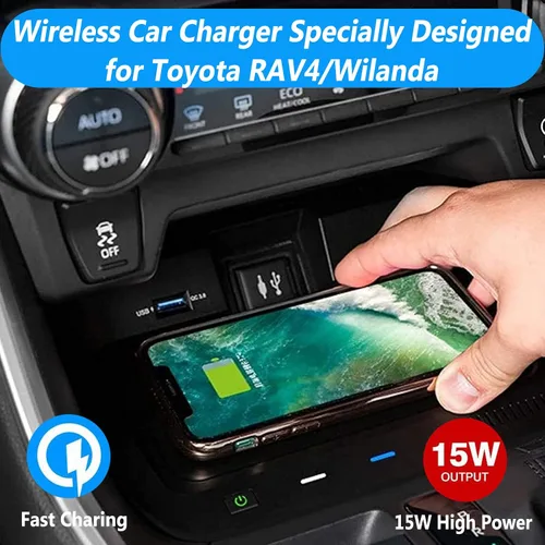 Miniatura 2 de Nuevo cargador inalámbrico de coche para Toyota RAV4/Wildlander (2020-2023), todos los modelos, almohadilla de carga inalámbrica rápida de 15 W