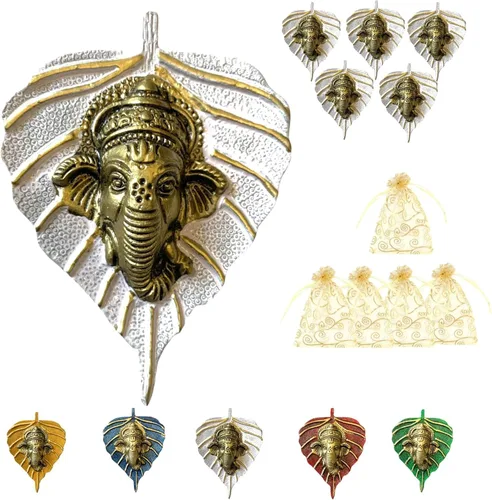 Miniatura 12 de LOVENSPIRE Ganesha de hoja de metal para colgar en la pared, decoración para el hogar, sala de estar, oficina, obra decorativa de arte indio