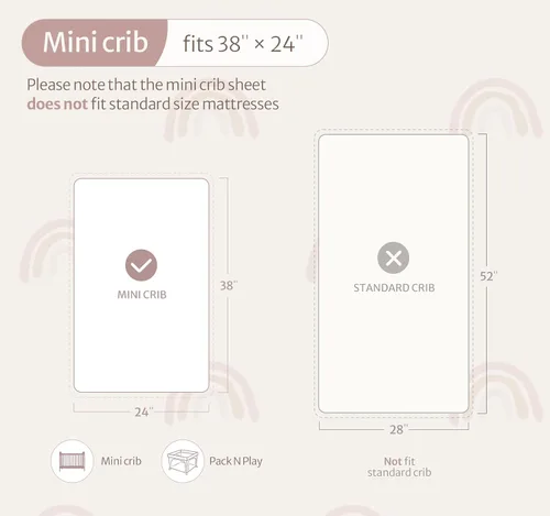 Miniatura 6 de Blissful Diary Sábanas de Muselina para Mini Cuna, Sábanas Ajustables de Colchón para Corralito Pack N Play, Algodón Suave para Niños y Niñas, Rosa