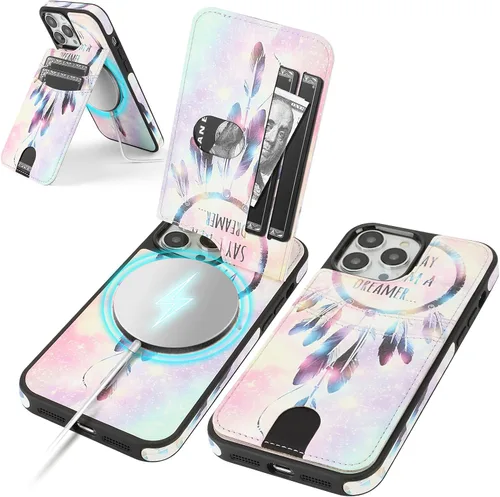Miniatura 14 de SkyEagle Funda compatible con Magsafe para iPhone 13 Pro Max con soporte para tarjetas, función atril, bloqueo RFID, ranuras para tarjetas