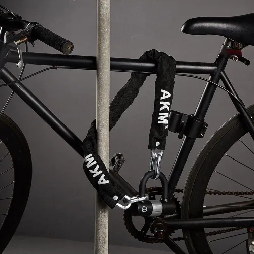 Miniatura 8 de Candado antirrobo AKM para bicicleta de 3 pies/90 cm de largo, candado de cadena resistente de 10 mm de espesor con 4 llaves, seguridad de 16 mm